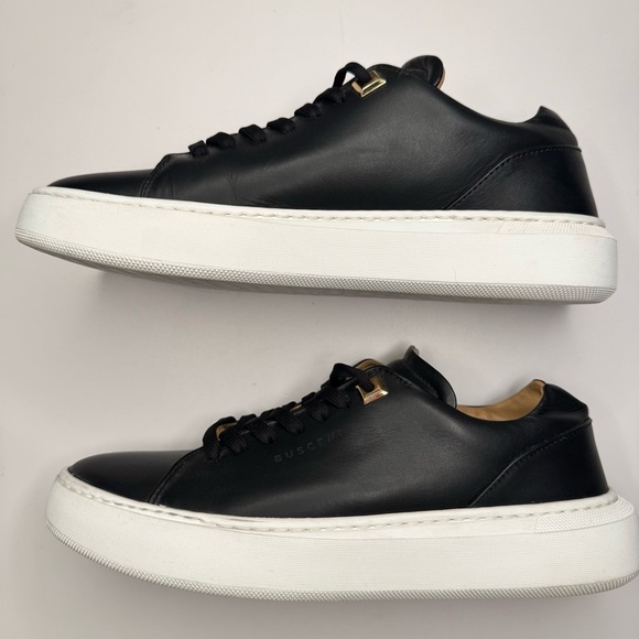 Buscemi Black Italian Leather White Sole Low Top Sneakers w/ Tan Lining Size 38 - Picture 10 of 16